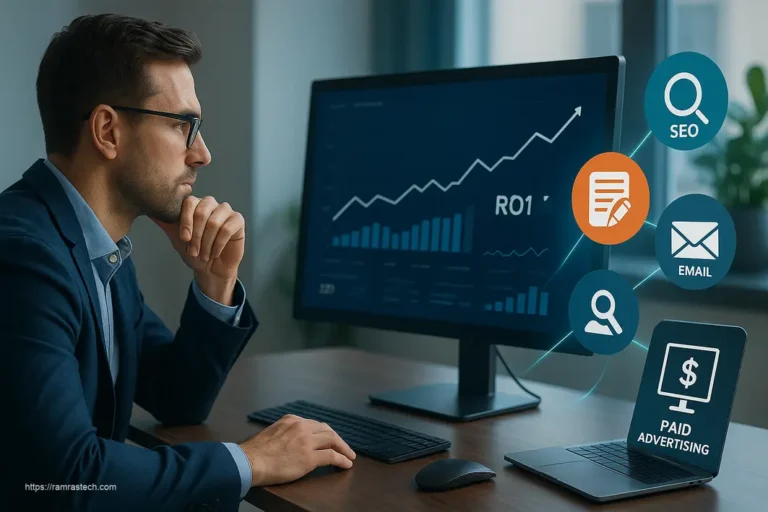 Professional strategizing digital marketing campaigns with integrated cross-channel approach for guaranteed business success